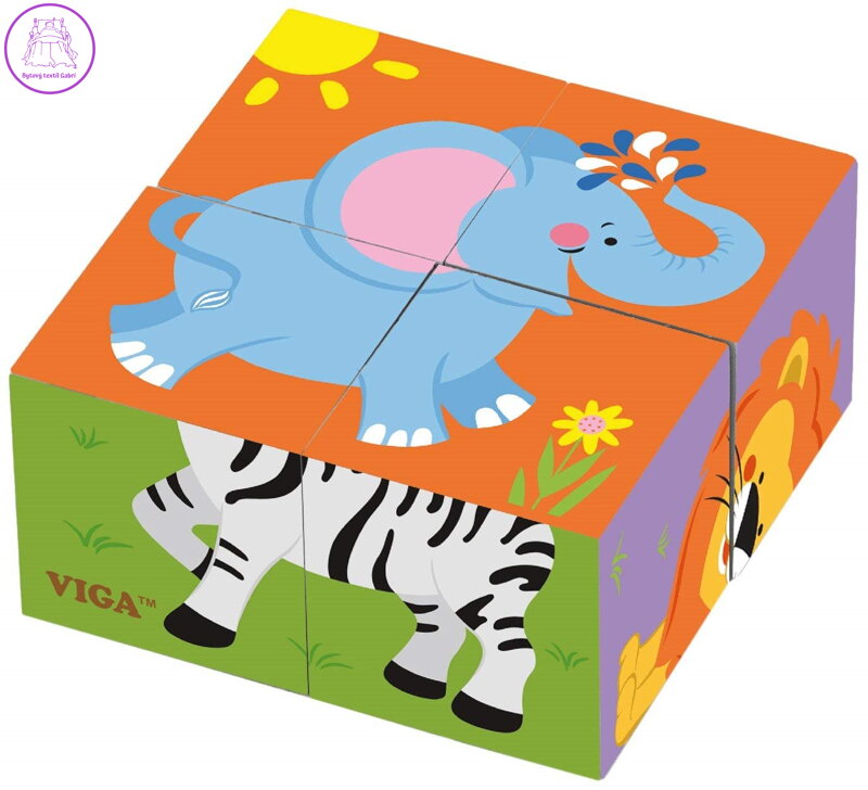 VIGA Obrázkové kostky Zoo, 4 kostky
