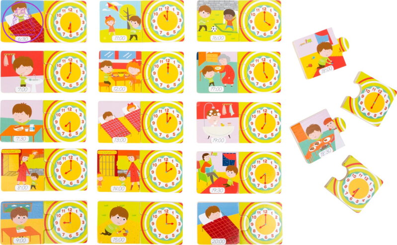 SMALL FOOT Dřevěné puzzle dvojice Kolik je hodin?