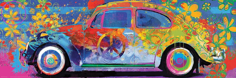 EUROGRAPHICS Panoramatické puzzle Barevný Volkswagen brouk 1000 dílků EUROGRAPHICS Panoramatické puzzle Barevný Volkswagen brouk 1000 dílků