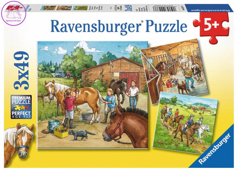 RAVENSBURGER Puzzle Den u koní 3x49 dílků RAVENSBURGER Puzzle Den u koní 3x49 dílků