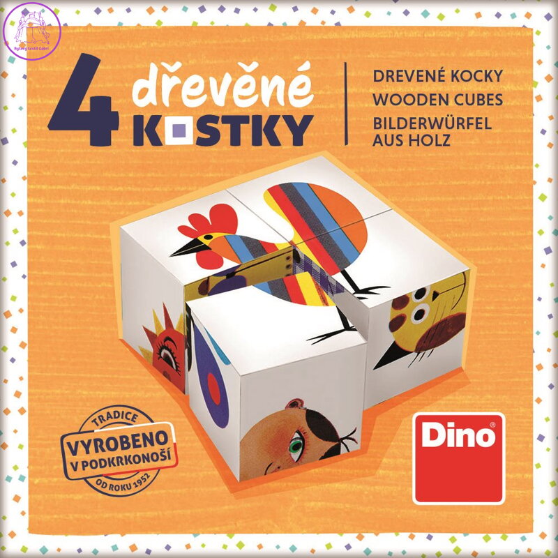 DINO Obrázkové kostky Kohout, 4 kostky