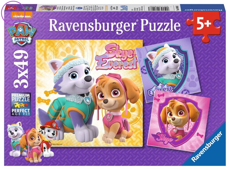 RAVENSBURGER Puzzle Tlapková patrola: Dívčí síla 3x49 dílků RAVENSBURGER Puzzle Tlapková patrola: Dívčí síla 3x49 dílků