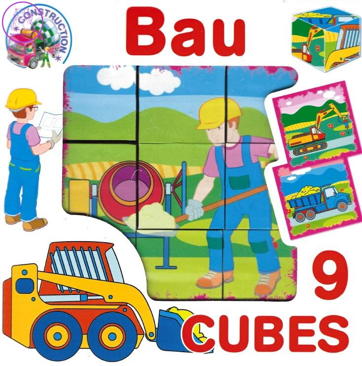 DOHÁNY Obrázkové kostky Stavba, 9 kostek DOHÁNY Obrázkové kostky Stavba, 9 kostek