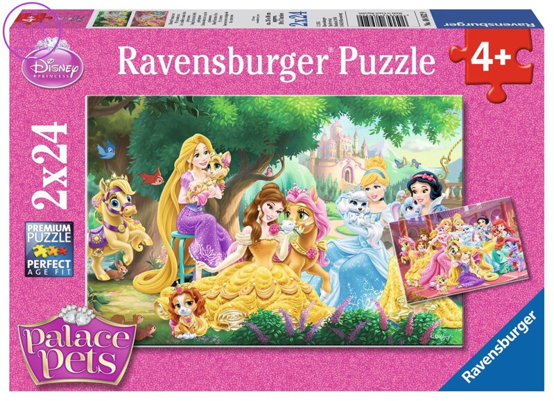 RAVENSBURGER Puzzle Disney princezny a jejich mazlíčci 2x24 dílků
