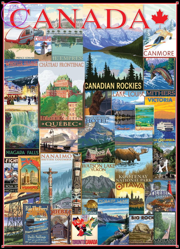 EUROGRAPHICS Puzzle Plakáty z cest Kanadou 1000 dílků EUROGRAPHICS Puzzle Plakáty z cest Kanadou 1000 dílků