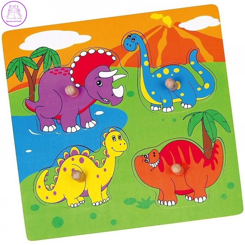 VIGA Dřevěná vkládačka Barevní dinosauři VIGA Dřevěná vkládačka Barevní dinosauři