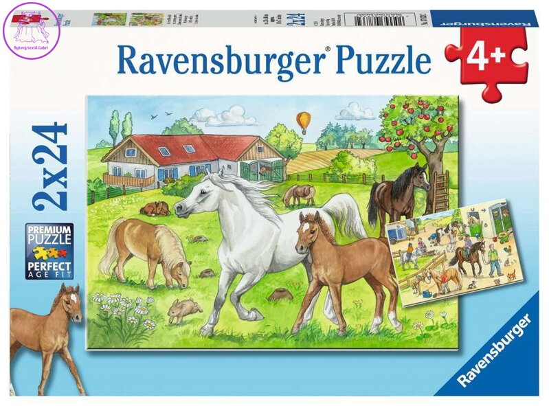 RAVENSBURGER Puzzle Ve stájích 2x24 dílků RAVENSBURGER Puzzle Ve stájích 2x24 dílků