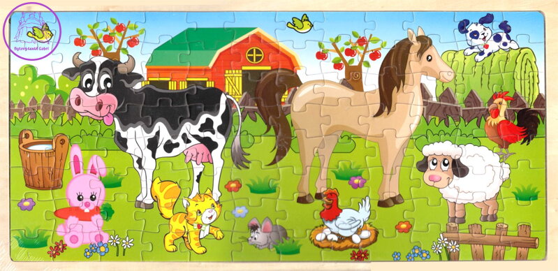 Dřevěné puzzle Na farmě 96 dílků Dřevěné puzzle Na farmě 96 dílků