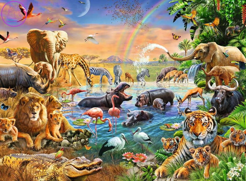 RAVENSBURGER Puzzle Zvířata u napajedla XXL 100 dílků RAVENSBURGER Puzzle Zvířata u napajedla XXL 100 dílků