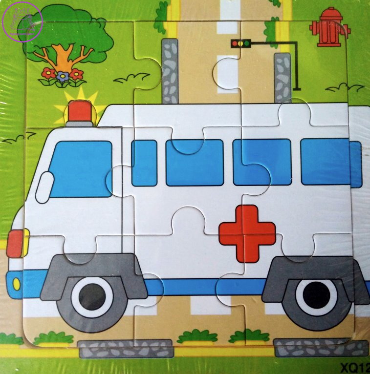 Dřevěné puzzle Sanitka 9 dílků