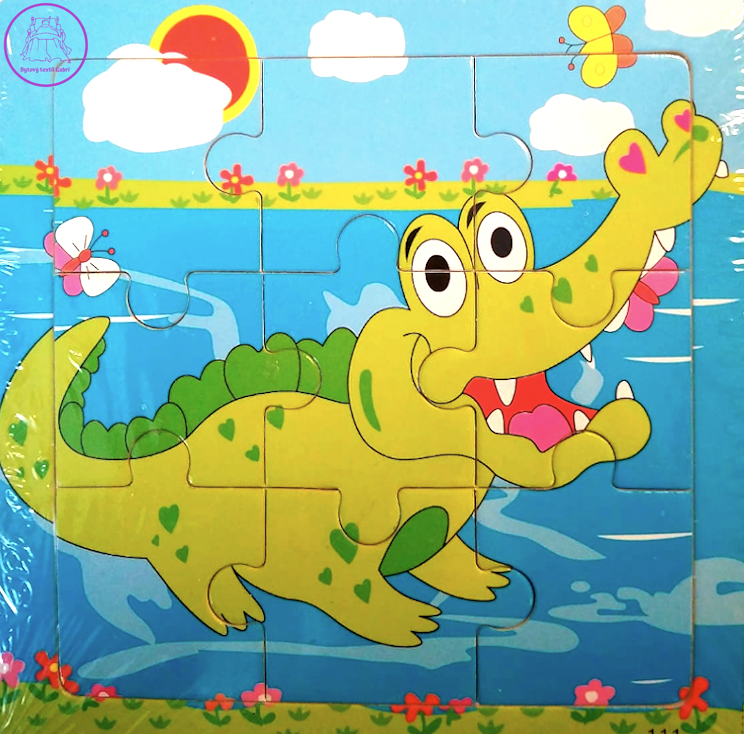 Dřevěné puzzle Krokodýl 9 dílků Dřevěné puzzle Krokodýl 9 dílků