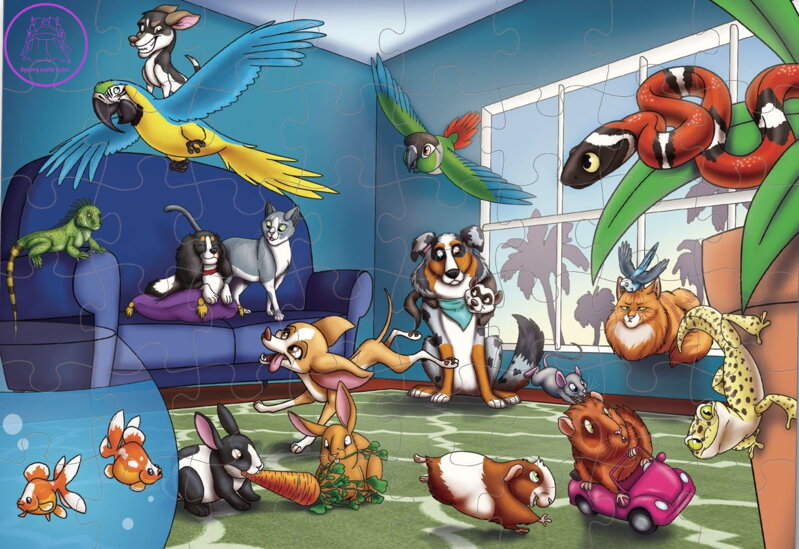 LUNA Podlahové puzzle Domácí mazlíčci 48 dílků