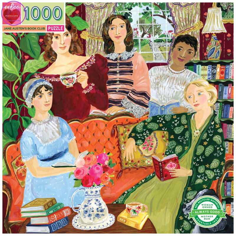 EEBOO Čtvercové puzzle Čtenářský klub Jane Austen 1000 dílků