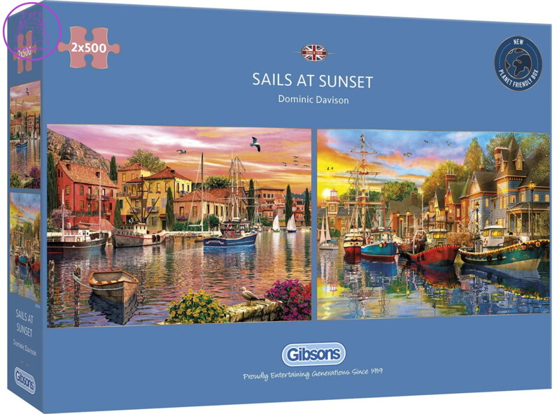GIBSONS Puzzle Plachetnice při západu slunce 2x500 dílků GIBSONS Puzzle Plachetnice při západu slunce 2x500 dílků