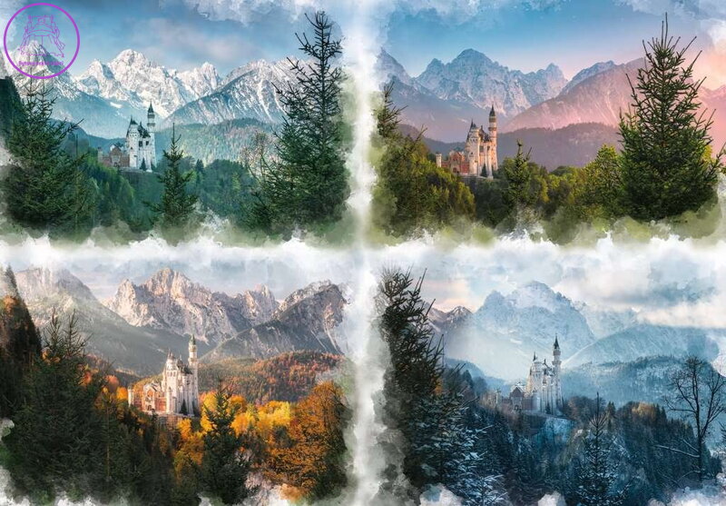 RAVENSBURGER Puzzle Neuschwanstein ve čtyřech ročních obdobích 18000 dílků RAVENSBURGER Puzzle Neuschwanstein ve čtyřech ročních obdobích 18000 dílků