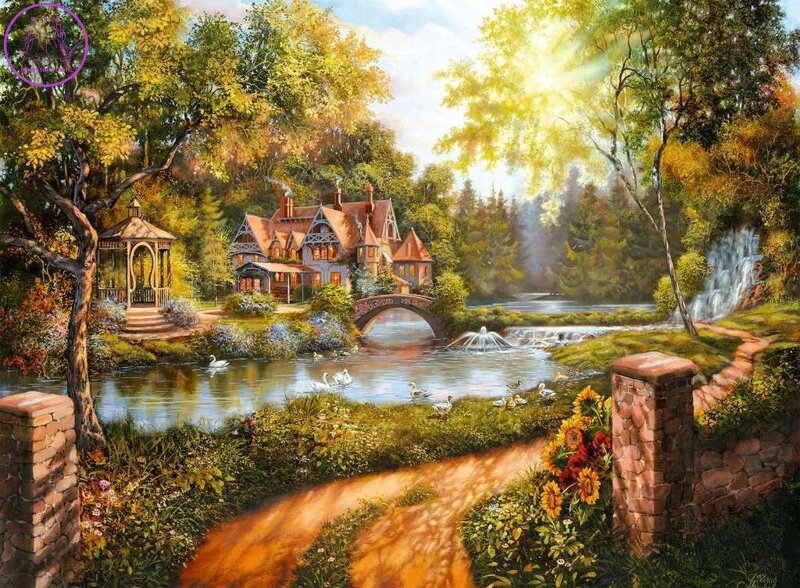 RAVENSBURGER Puzzle Domek u řeky 500 dílků RAVENSBURGER Puzzle Domek u řeky 500 dílků