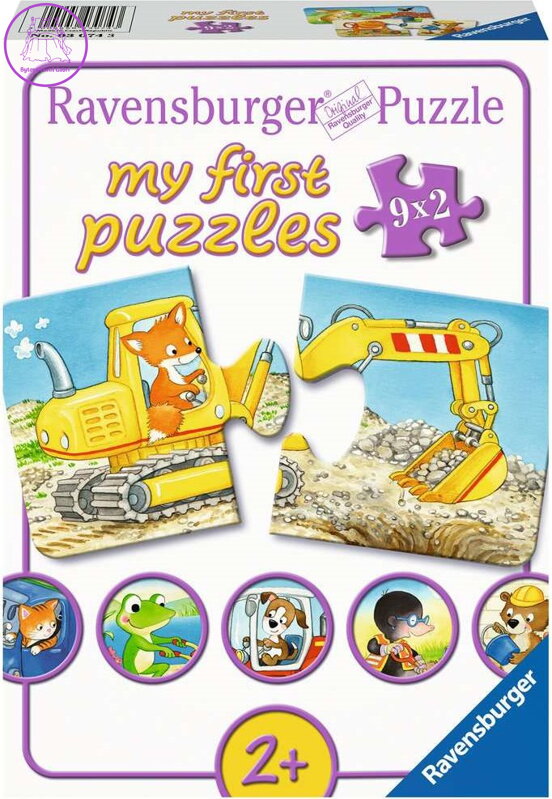 RAVENSBURGER Moje první puzzle Zvířátka na stavbě 9x2 dílků RAVENSBURGER Moje první puzzle Zvířátka na stavbě 9x2 dílků