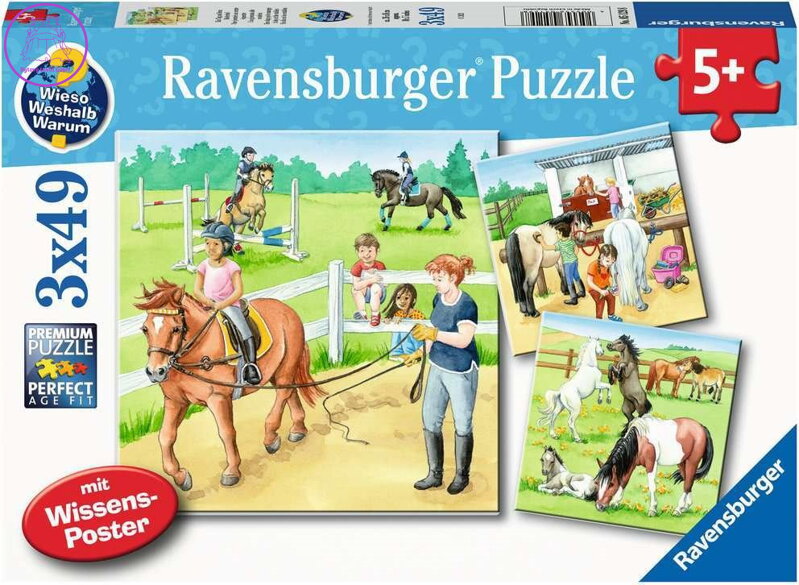 RAVENSBURGER Puzzle Den u koní 3x49 dílků RAVENSBURGER Puzzle Den u koní 3x49 dílků