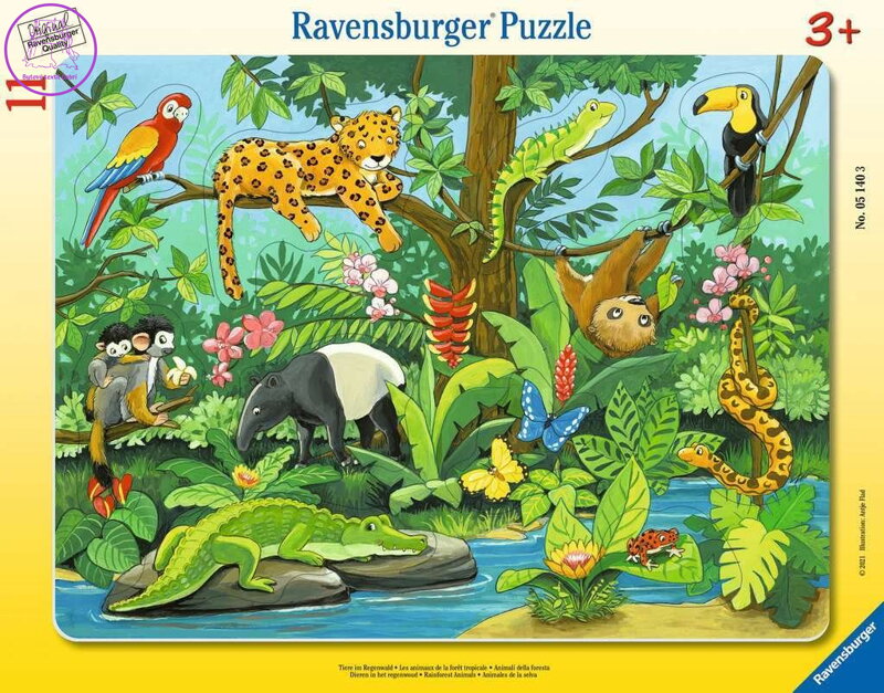 RAVENSBURGER Vkládačka Zvířátka z deštného pralesa 11 dílků RAVENSBURGER Vkládačka Zvířátka z deštného pralesa 11 dílků
