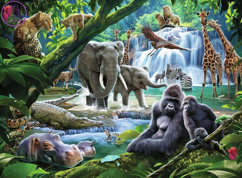 RAVENSBURGER Puzzle Zvířata z džungle XXL 100 dílků RAVENSBURGER Puzzle Zvířata z džungle XXL 100 dílků