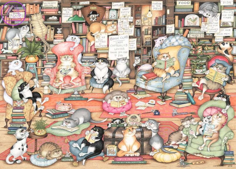 RAVENSBURGER Puzzle Crazy Cats: Bingleyho knižní klub 1000 dílků RAVENSBURGER Puzzle Crazy Cats: Bingleyho knižní klub 1000 dílků
