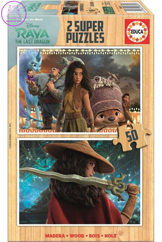 EDUCA Dřevěné puzzle Raya a drak 2x50 dílků