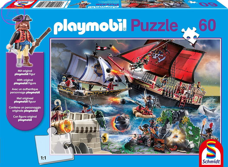 SCHMIDT Puzzle Playmobil Piráti 60 dílků + figurka Playmobil SCHMIDT Puzzle Playmobil Piráti 60 dílků + figurka Playmobil