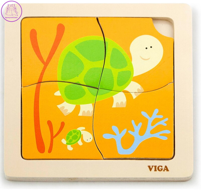 VIGA Dřevěné puzzle Želva 4 dílky VIGA Dřevěné puzzle Želva 4 dílky