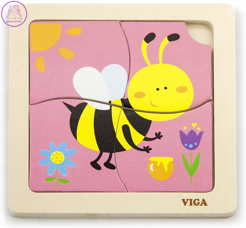 VIGA Dřevěné puzzle Včela 4 dílky VIGA Dřevěné puzzle Včela 4 dílky