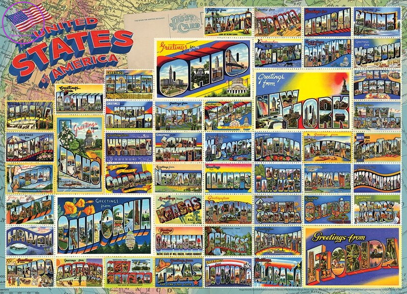 COBBLE HILL Puzzle Americké historické pohlednice 1000 dílků COBBLE HILL Puzzle Americké historické pohlednice 1000 dílků