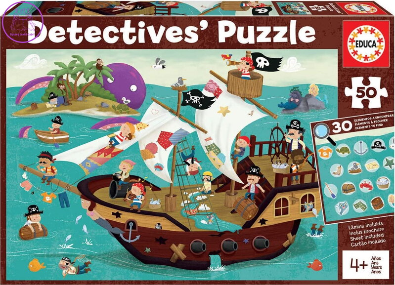 EDUCA Detektivní puzzle Pirátská loď 50 dílků EDUCA Detektivní puzzle Pirátská loď 50 dílků