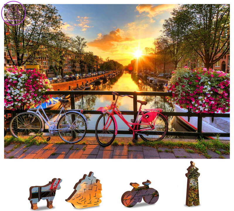 WOODEN CITY Dřevěné puzzle Kola v Amsterdamu 2v1, 150 dílků EKO