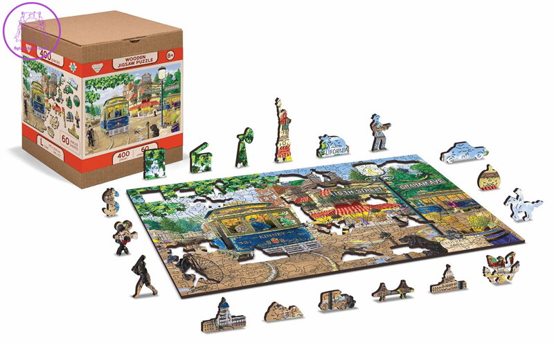 WOODEN CITY Dřevěné puzzle Viktoriánská ulice 2v1, 400 dílků EKO