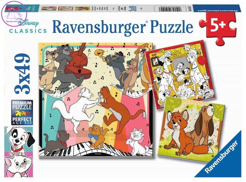 RAVENSBURGER Puzzle Disney Classics: Zvířátka v dobré náladě 3x49 dílků RAVENSBURGER Puzzle Disney Classics: Zvířátka v dobré náladě 3x49 dílků