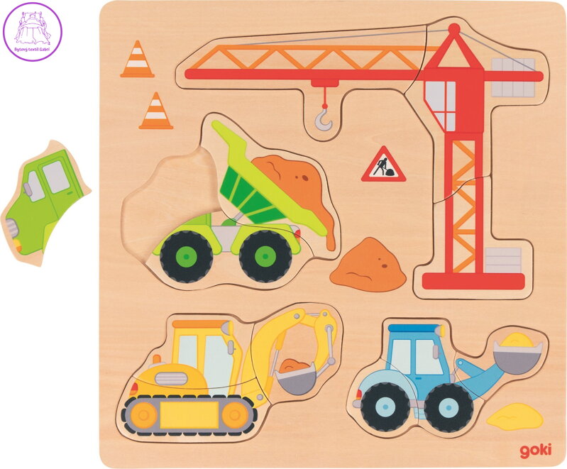 GOKI Dřevěné vkládací puzzle Na stavbě