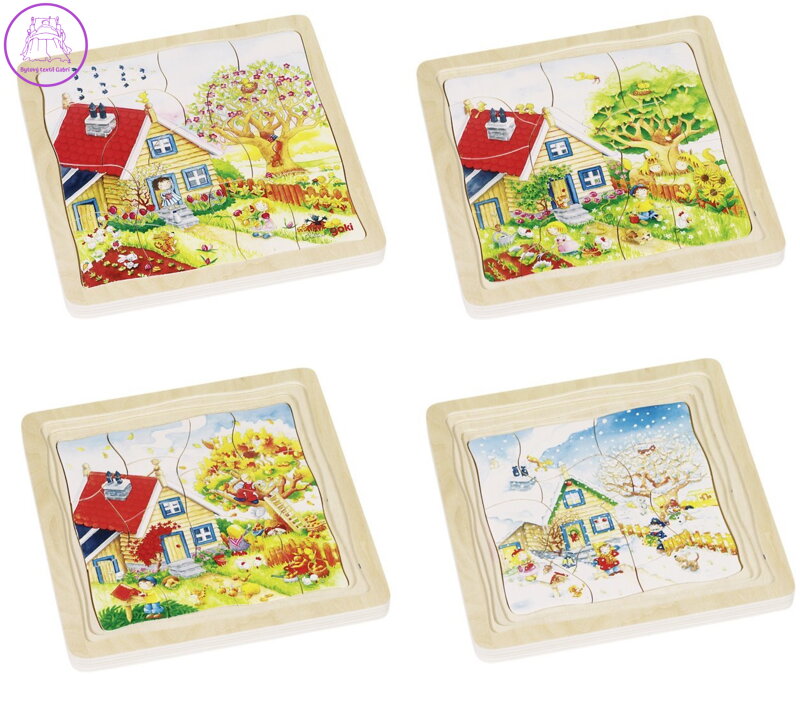GOKI Vývojové dřevěné puzzle Roční období