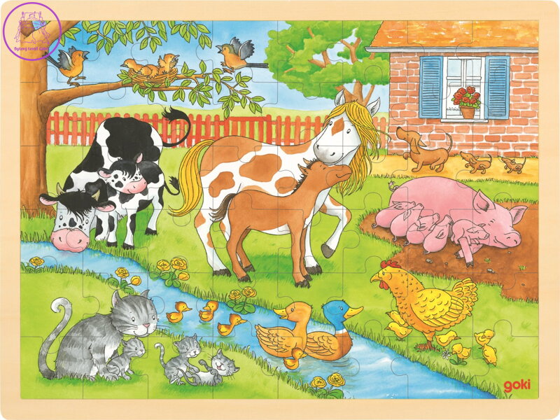 GOKI Dřevěné puzzle Život na farmě 48 dílků GOKI Dřevěné puzzle Život na farmě 48 dílků