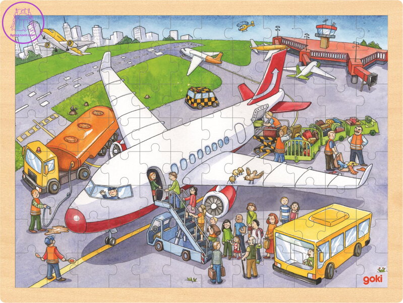 GOKI Dřevěné puzzle Na letišti 96 dílků GOKI Dřevěné puzzle Na letišti 96 dílků