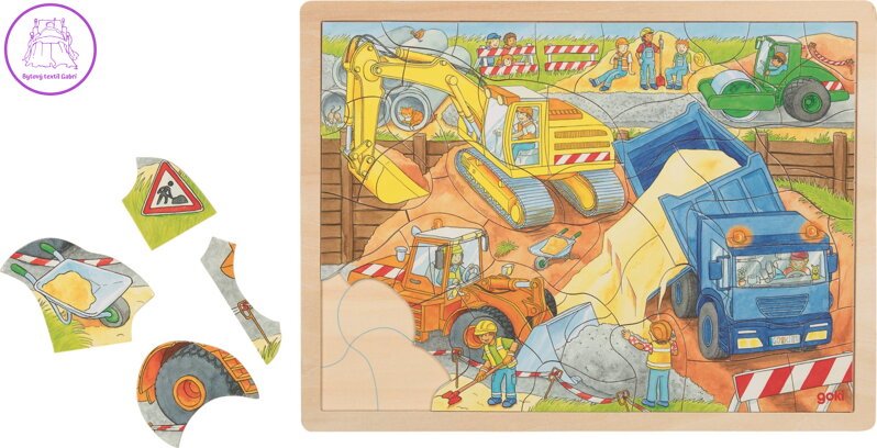 GOKI Dřevěné puzzle Na stavbě 56 dílků GOKI Dřevěné puzzle Na stavbě 56 dílků