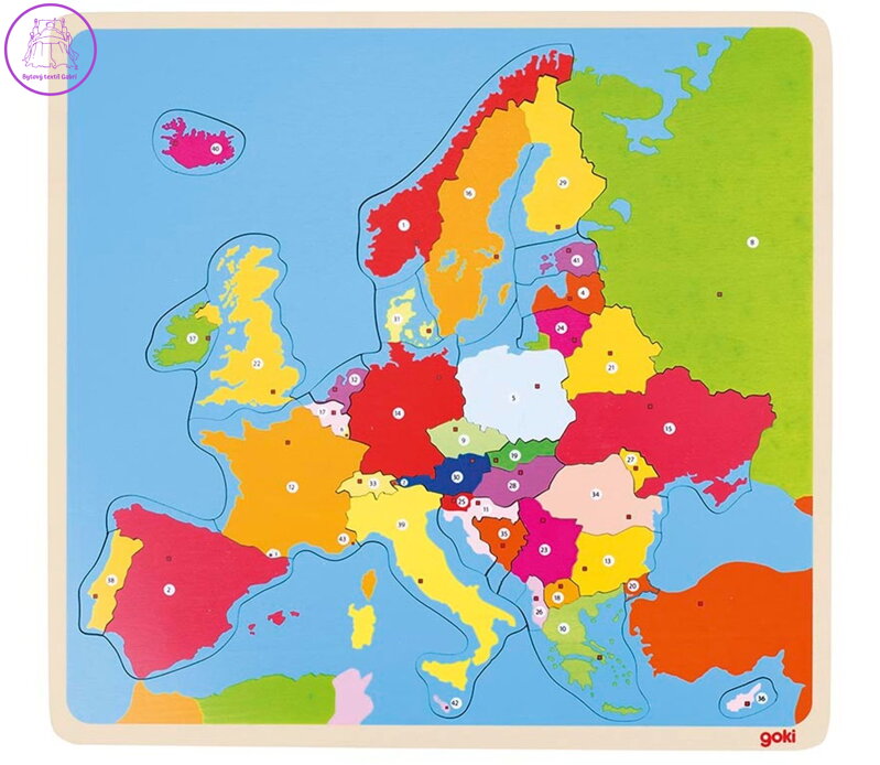 GOKI Dřevěné puzzle Mapa Evropy 35 dílků