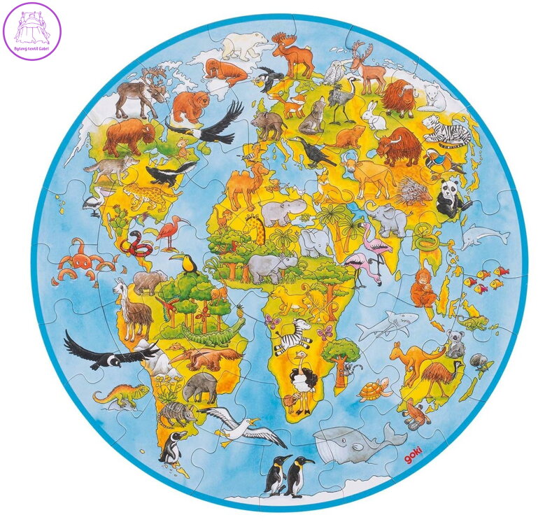 GOKI Kulaté puzzle Svět XXL 49 dílků GOKI Kulaté puzzle Svět XXL 49 dílků