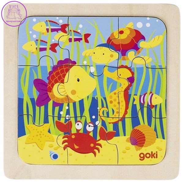 GOKI Dřevěné puzzle Pod vodou 9 dílků GOKI Dřevěné puzzle Pod vodou 9 dílků