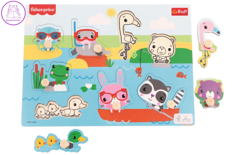 TREFL Dřevěná vkládačka Fisher Price Zvířátka u vody TREFL Dřevěná vkládačka Fisher Price Zvířátka u vody