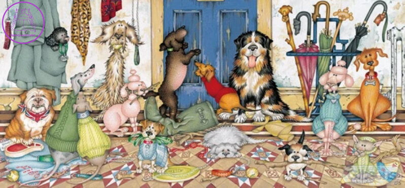 GIBSONS Panoramatické puzzle Venčení pejsků 636 dílků