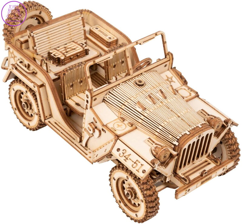 ROBOTIME Rokr 3D dřevěné puzzle Vojenský džíp 369 dílků