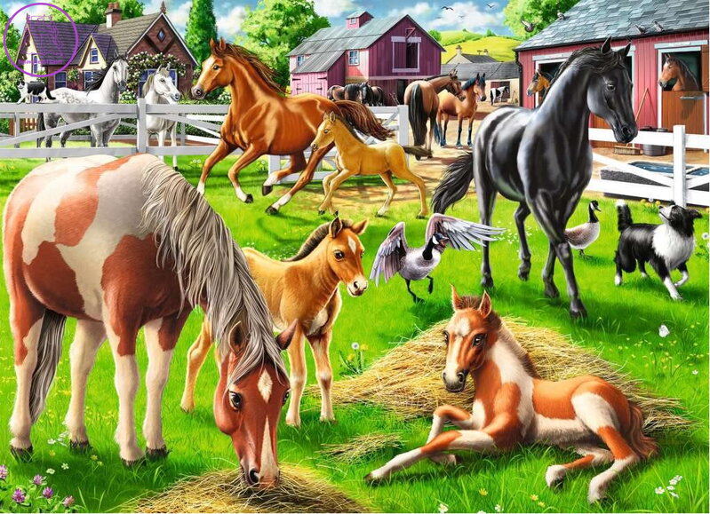 RAVENSBURGER Puzzle Šťastní koně 60 dílků RAVENSBURGER Puzzle Šťastní koně 60 dílků