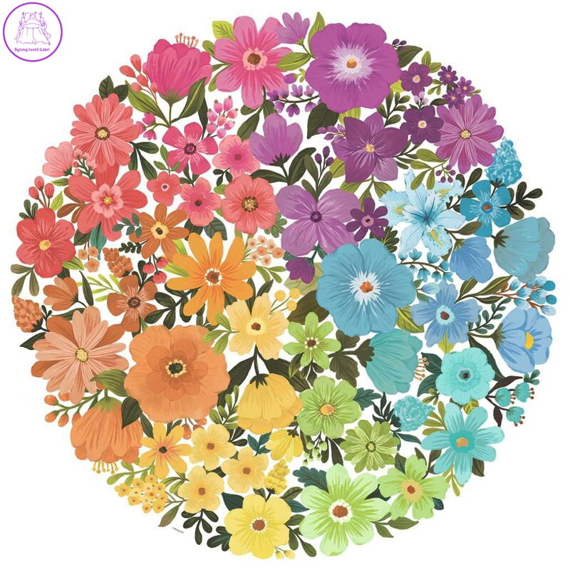 RAVENSBURGER Kulaté puzzle Kruh barev: Květiny 500 dílků