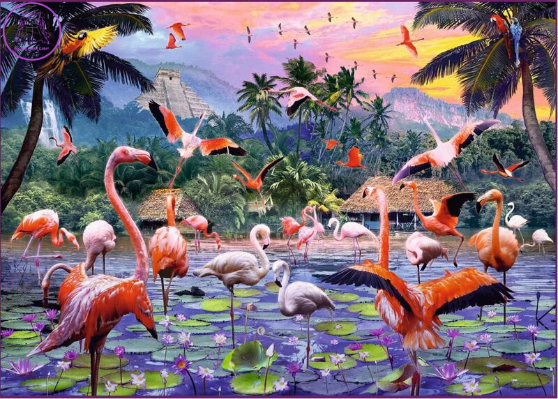 RAVENSBURGER Puzzle Růžoví plameňáci 1000 dílků RAVENSBURGER Puzzle Růžoví plameňáci 1000 dílků
