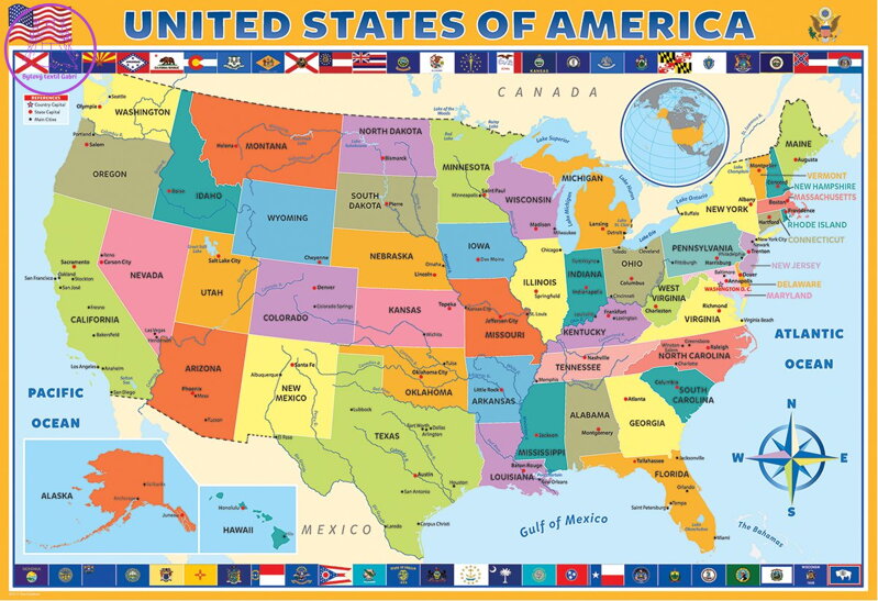 EUROGRAPHICS Puzzle Mapa Spojených států Amerických 200 dílků EUROGRAPHICS Puzzle Mapa Spojených států Amerických 200 dílků