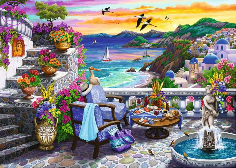 RAVENSBURGER Puzzle Západ slunce nad Santorini EXTRA 300 dílků RAVENSBURGER Puzzle Západ slunce nad Santorini EXTRA 300 dílků